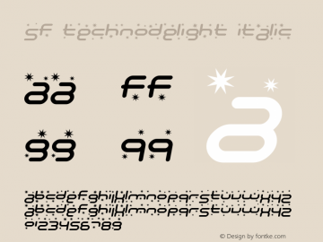 SF Technodelight Italic ver 1.0; 1999. Freeware for non-commercial use.图片样张