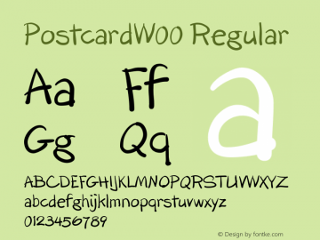 PostcardW00 Regular Version 1.1 Font Sample
