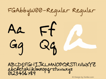 FGAbbyW00-Regular Regular Version 1.00 Font Sample