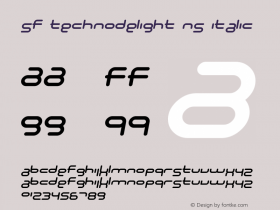 SF Technodelight NS Italic 1.0 Font Sample