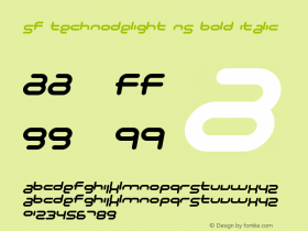 SF Technodelight NS Bold Italic Version 1.1图片样张