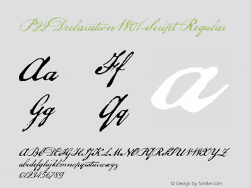 P22DeclarationW01-Script Regular Version 1.00 Font Sample