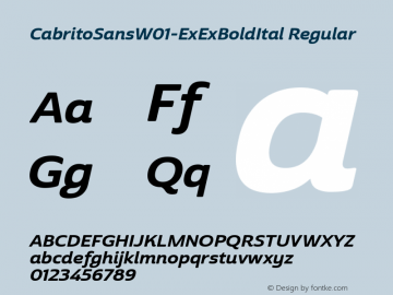CabritoSansW01-ExExBoldItal Regular Version 1.00 Font Sample