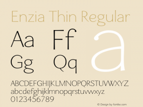 Enzia Thin Regular Version 1.00 Font Sample