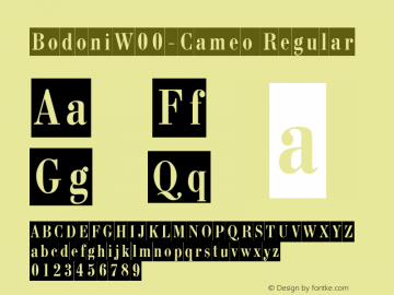 BodoniW00-Cameo Regular Version 1.00 Font Sample