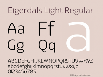 Eigerdals Light Regular Version 3.00 Font Sample
