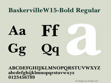BaskervilleW15-Bold Regular Version 1.01 Font Sample