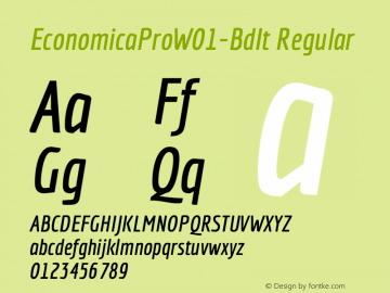 EconomicaProW01-BdIt Regular Version 1.00 Font Sample