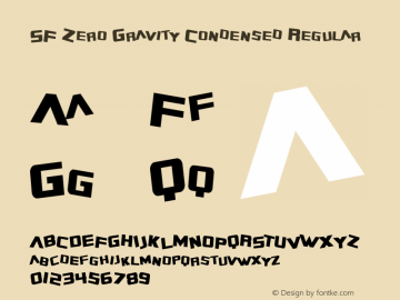 SF Zero Gravity Condensed Regular 1.1 Font Sample