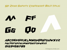 SF Zero Gravity Condensed Bold Italic 1.1 Font Sample