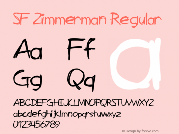 SF Zimmerman Regular Version 1.1 Font Sample