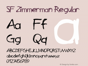 SF Zimmerman Regular ver 1.0; 1999. Freeware for non-commercial use. Font Sample