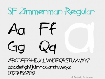 SF Zimmerman Regular ver 1.0; 1999. Font Sample