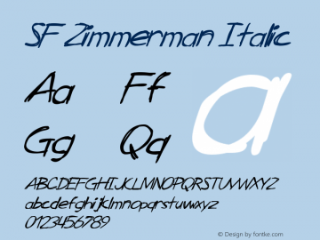 SF Zimmerman Italic ver 1.0; 1999.图片样张