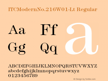 ITCModernNo.216W01-Lt Regular Version 1.00 Font Sample