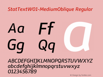 StatTextW01-MediumOblique Regular Version 1.20 Font Sample