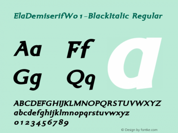 ElaDemiserifW01-BlackItalic Regular Version 1.00 Font Sample
