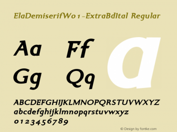 ElaDemiserifW01-ExtraBdItal Regular Version 1.00 Font Sample