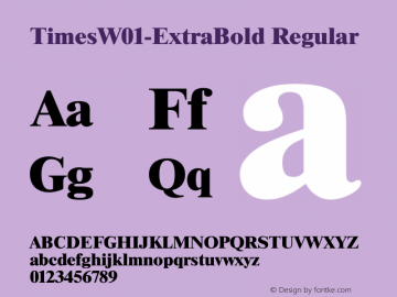 TimesW01-ExtraBold Regular Version 1.01 Font Sample