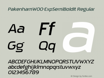 PakenhamW00-ExpSemiBoldIt Regular Version 3.00 Font Sample