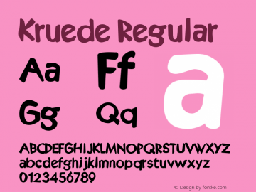 Kruede Regular Version 4.10 Font Sample