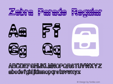 Zebra Parade Regular 1999; 1.0, initial release Font Sample