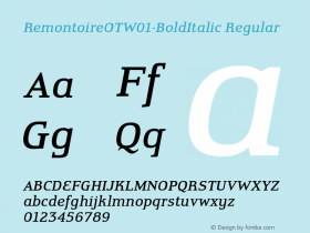 RemontoireOTW01-BoldItalic Regular Version 2.10图片样张