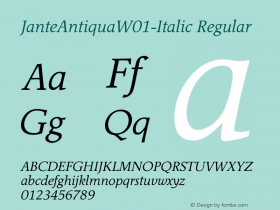 JanteAntiquaW01-Italic Regular Version 1.02图片样张