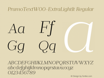 PrumoTextW00-ExtraLightIt Regular Version 1.10图片样张