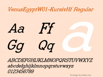 VenusEgyptW01-KursivHf Regular Version 1.00 Font Sample