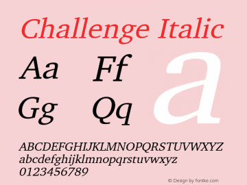 Challenge Italic 1.0/1995: 2.0/2001图片样张