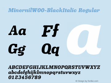 MinernilW00-BlackItalic Regular Version 2.00 Font Sample