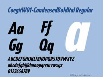 CoegitW01-CondensedBoldItal Regular Version 1.00图片样张