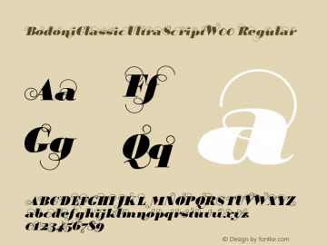 BodoniClassicUltraScriptW00 Regular Version 1.00 Font Sample