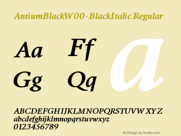 AntiumBlackW00-BlackItalic Regular Version 2.10图片样张
