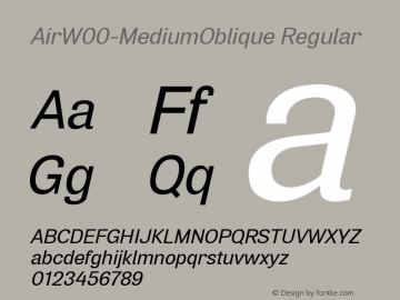 AirW00-MediumOblique Regular Version 1.00 Font Sample