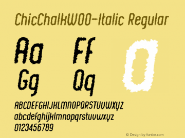 ChicChalkW00-Italic Regular Version 1.00 Font Sample