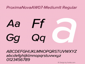 ProximaNovaAW07-MediumIt Regular Version 2.015 Font Sample