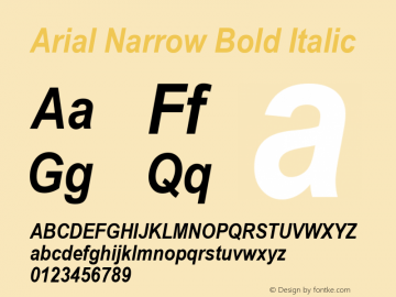 Arial Narrow Bold Italic Version 1.01图片样张