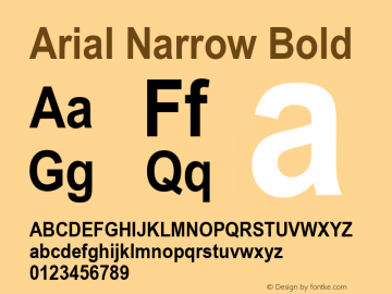 Arial Narrow Bold Version 1.01 Font Sample