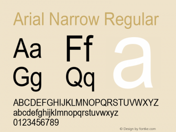 Arial Narrow Regular Version 2.30 Font Sample