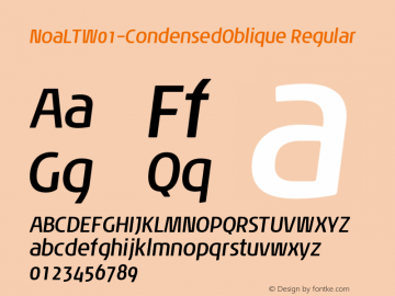 NoaLTW01-CondensedOblique Regular Version 1.01 Font Sample