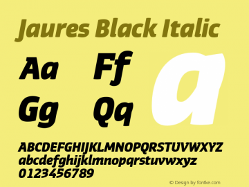 Jaures Black Italic Version 1.000 Font Sample
