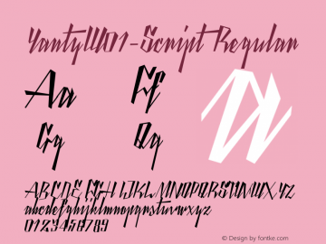 YantyW01-Script Regular Version 1.00 Font Sample