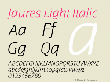 Jaures Light Italic Version 1.000 Font Sample