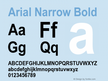 Arial Narrow Bold Version 2.0 - May 17, 1996 Font Sample