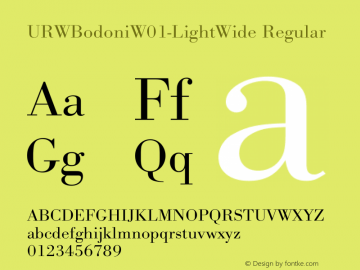 URWBodoniW01-LightWide Regular Version 1.00 Font Sample