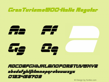 GranTurismoW00-Italic Regular Version 2.00 Font Sample