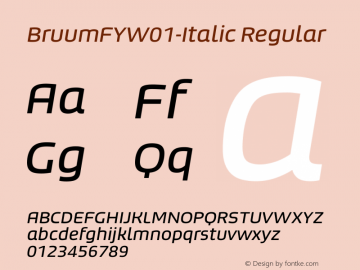 BruumFYW01-Italic Regular Version 1.00 Font Sample