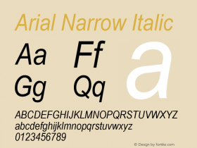 Arial Narrow Italic Version 1.3 (Hewlett-Packard)图片样张